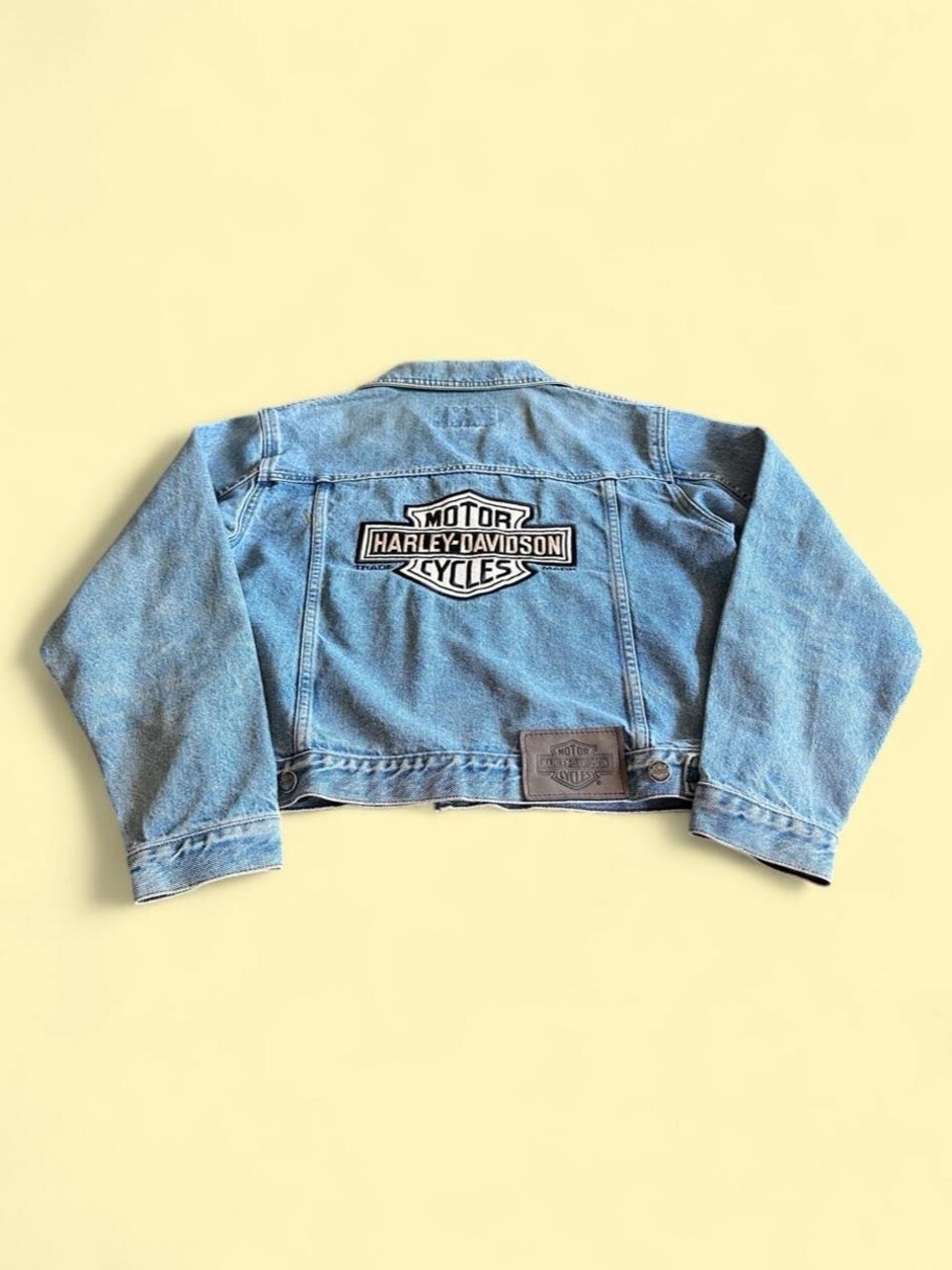 Vintage Harley Davidson Denim Trucker Jacket Faded Light Wash Women’s S